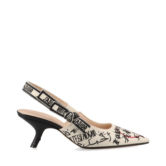 Authentic Dior Graffiti Embroidery Slingback Pumps in white 36 1/2 US 6 1/2 - Picture 5 of 16